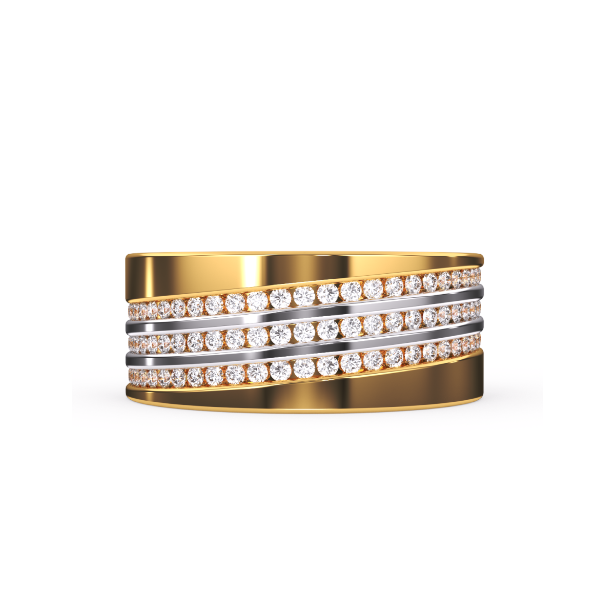 Vintage Three Row Diamond Couple Band